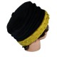 ENSEMBLE Chapeau et Echarpe Coloris noir et surpiqûres de couleur jaune en VELOURS coordonné entièrement doublé POLAIRE. 